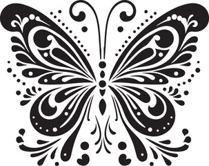 Elegant Ornamental Butterfly Silhouette Vector