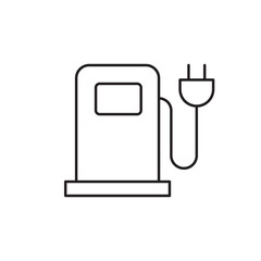 EV charging station outline icon. Can be used for any platform action promotion and advertising mockup. Isolated symbol sign used for: mobile, app, design, web, dev, ui, ux, gui. EPS 10.