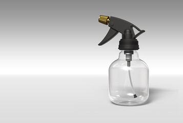 Transparent Plastic Spray Bottle on yellow Background, Cleaning and Cosmetic Packaging Mockup