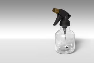 Transparent Plastic Spray Bottle on yellow Background, Cleaning and Cosmetic Packaging Mockup