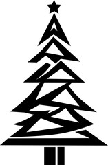 Obraz premium Christmas tree silhouette vector illustration, isolated on white
