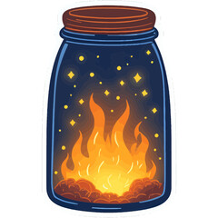 Glowing Firefly Inside Glass Jar Illuminating the Night | Magical Insect in Jar with Soft Warm Light | Enchanted Firefly Lantern Illustration | Cute Night Scene with Glowing Firefly in Bottle