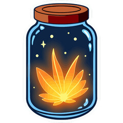 Glowing Firefly Inside Glass Jar Illuminating the Night | Magical Insect in Jar with Soft Warm Light | Enchanted Firefly Lantern Illustration | Cute Night Scene with Glowing Firefly in Bottle