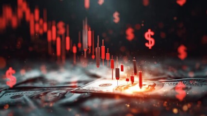 金融市場の下落を示す赤いグラフ - Powered by Adobe