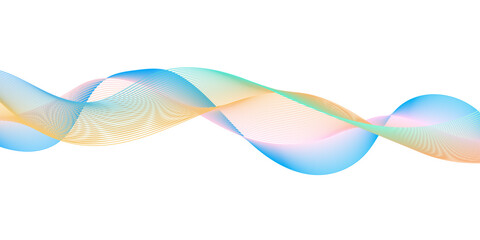 Abstract multicolor gradient wave lines on white background, modern smooth flowing motion design illustration.