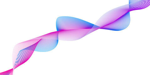 Abstract pink and blue gradient wave lines on white background, modern dynamic flow design concept illustration.