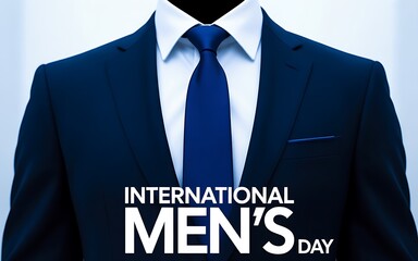 Elegant mans suit with tie for international mens day celebration isolated on white background