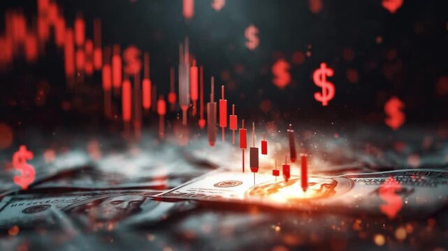 金融市場の下落を示す赤いグラフ