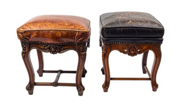 Elegant Vintage Ottoman Collection with Detailed Woodwork, isolated on transparent background