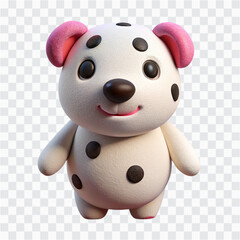 3D White Plush Toy | Cute Spotted Soft Doll with Pink Nose & Cotton Stuffed Animal