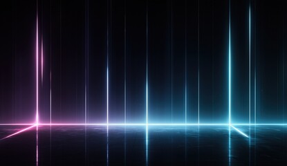 A dark background with neon colored lines