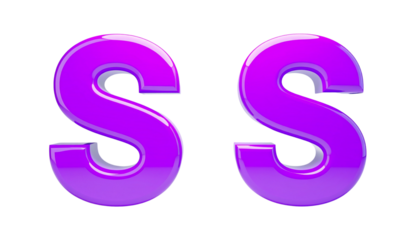  Glossy Purple Letter S Pair, isolated on transparent background