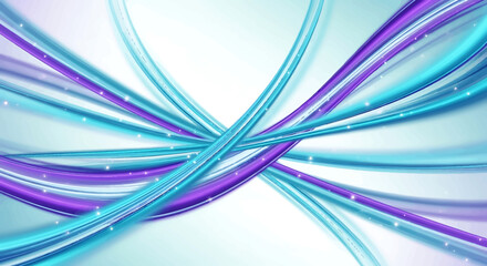 Fototapeta premium Elegant Abstract Composition of Flowing Teal and Purple Ribbons with Sparkles
