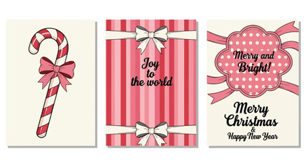 Obraz premium Christmas Greeting Cards with Candy Cane and Festive Designs