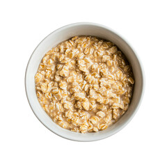 bowl of oatmeal with toppings ready for a healthy Isolated transparent on white background