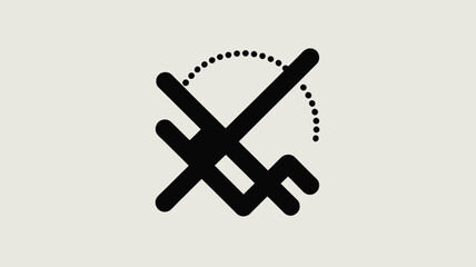 Obraz premium A graphic design with black lines intersecting with a dotted arc on a light beige background surface