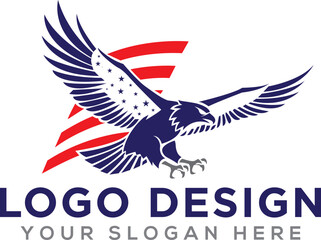 Illustration vector graphic of American flying eagle flag logo