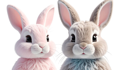 Obraz premium Adorable Pastel Rabbit Doll Collection, isolated on transparent background