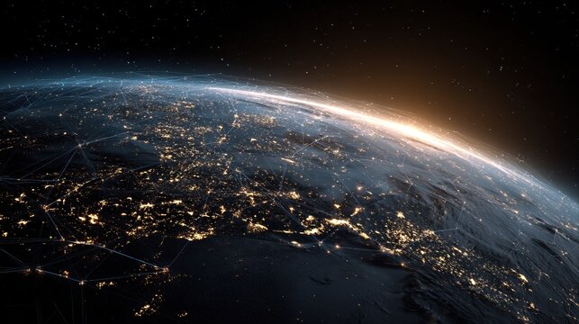 earth night global network connections technology