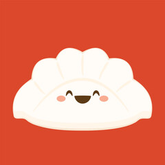 Gyoza cartoon vector. Hot dumplings. Steamed dim sum or bun illustration for restaurant logo. Asian food icon for Japanese.