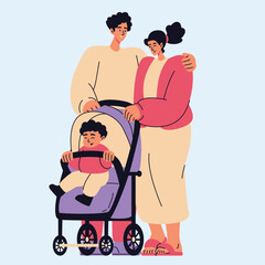 Parents with babies walking together, sharing love and every precious moment