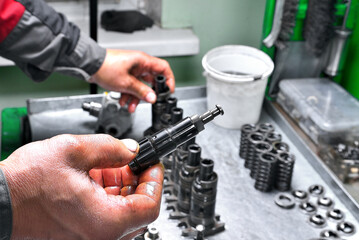 repair of diesel engine fuel pump assembly and assembly of plunger pairs and sections for subsequent installation on the engine