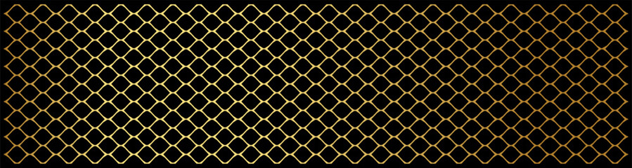 Fototapeta premium Golden mesh seamless pattern vector texture for wab. teel wire chain link fence seamless pattern. grille fence background,Chain-link mesh fence. EPS 10 
