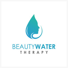 Modern graphic logo with a woman's profile in a clean water droplet, representing skin hydration, beauty, and wellness for cosmetic, spa, or therapy businesses
