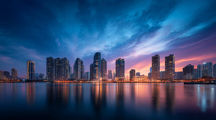 Fototapeta premium York skyline, reflected in the water