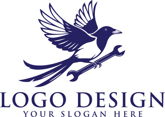 Fototapeta premium bird magpie animal nature logo vector illustration template design