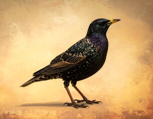 European Starling Portrait - A Detailed Look at Plumage.