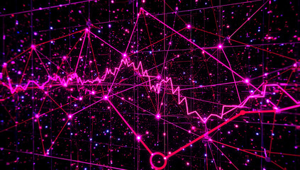 Three dimensional neon data visualization of network graphs and charts