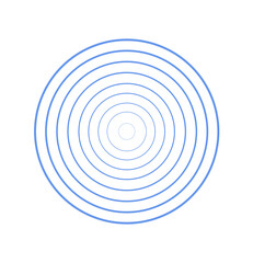 Blue concentric circle pattern symbolizing target, focus, ripple, and abstract geometric design on transparent background