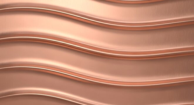 Elegant rose gold metallic surface with smooth, flowing ripple pattern
