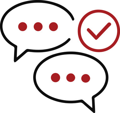 Two speech bubbles with a check mark