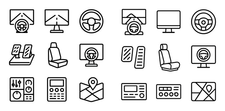 Minimalist Driving Simulator Icons