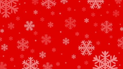 Red Christmas vector background with sparkling white snowflakes in winter. Posters, banners, greeting cards, social media, websites.