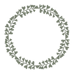 Twig wreath vector frame, Leaf Round Border, Floral Circle frame. Botanical element