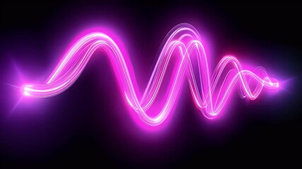 Abstract glowing light trails against black background - Powered by Adobe