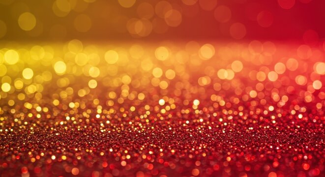 Abstract golden and bright red glitter bokeh background texture for a joyous and festive holiday celebration design backdrop ,sparkle, bokeh, gold