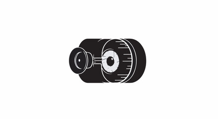 Abstract eye illustration with camera lens elements symbolizing surveillance and vision
