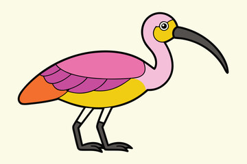 A colorful ibis standing on its feet with a long curved beak