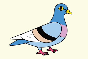 A charming cartoon pigeon stands gracefully against a soft, creamcolored background
