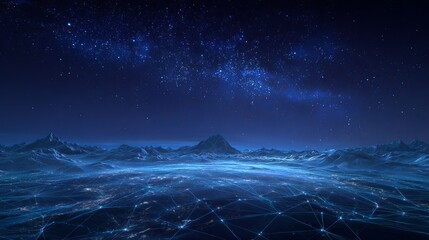 Stunning network connection background with starry night sky for technology, innovation, and futuristic concepts that will engage viewers
