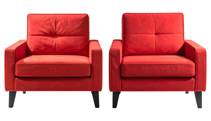 Fototapeta premium Contemporary Red Sofas Collection Showing Design Variety, isolated on transparent background
