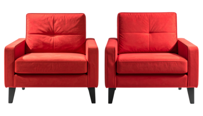  Contemporary Red Sofas Collection Showing Design Variety, isolated on transparent background
