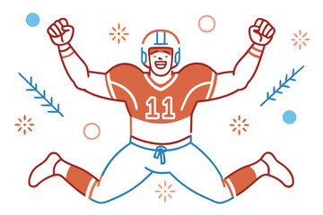 Illustration of a football player celebrating his victory