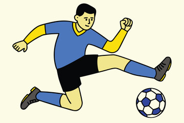 Soccer player kicking ball vector illustration design