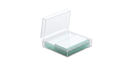 Box of Microscope Slides glass laboratory isolated on a transparent background