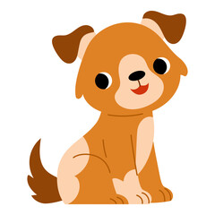 Brown spotted puppy. Flat vector illustration isolated on white background. Kawaii dog character for kids books or pet themed projects